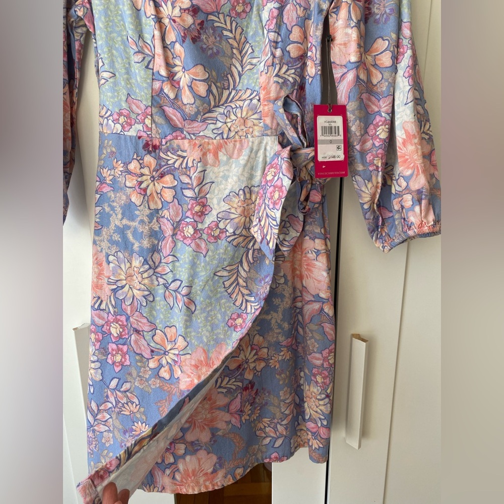 Vince Camuto Women's Ptd Linen Aline Dress - Size 0 - Picture 7 of 12